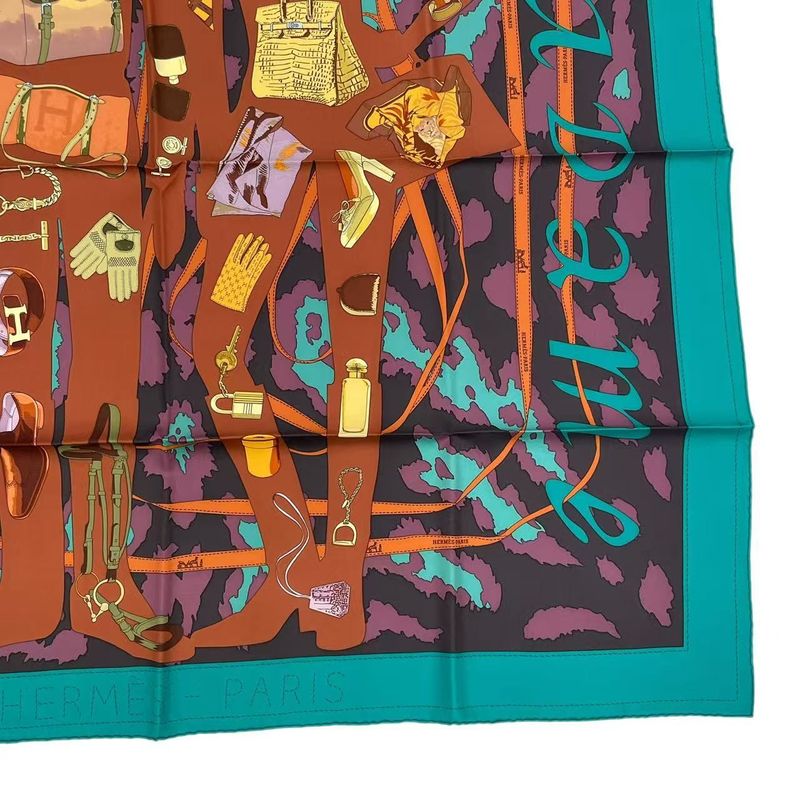 Hermes Carre 90 Monsieur ET Madame All-over Silk Scarf Blue