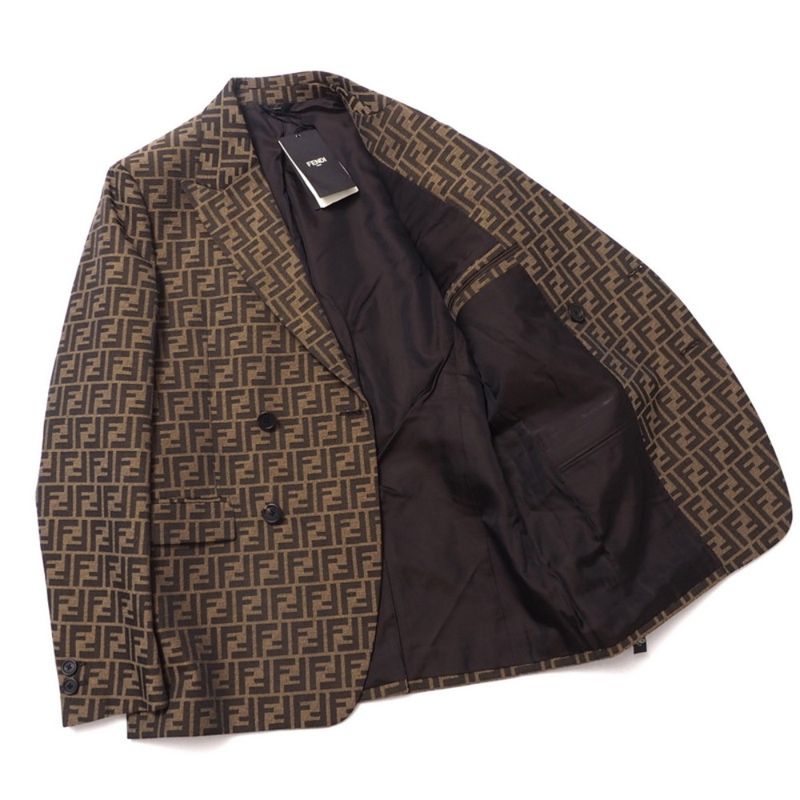 2022Fendi Tailored Jacket Size 46 FF Logo Double Breasted Double F