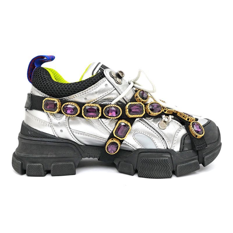 Gucci Flash Trek Bijou Sneakers - Removable No Size Notation Silver -