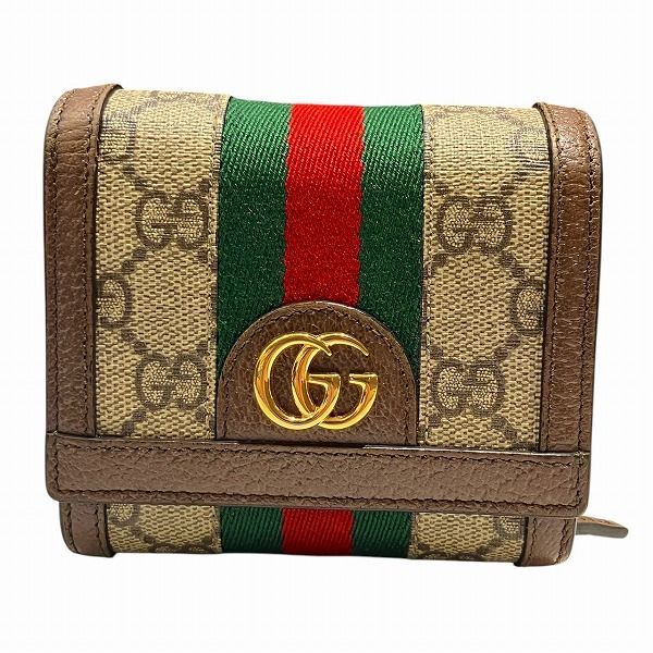 Gucci Ophidia 598662 Sherry Line GG Supreme Bifold Wallet For Women