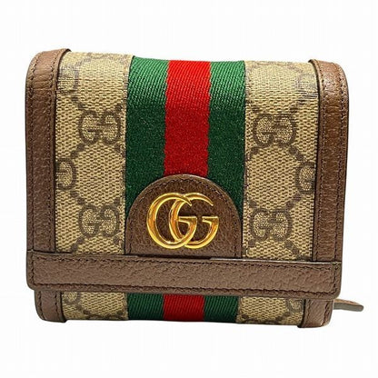 Gucci Ophidia 598662 Sherry Line GG Supreme Bifold Wallet For Women