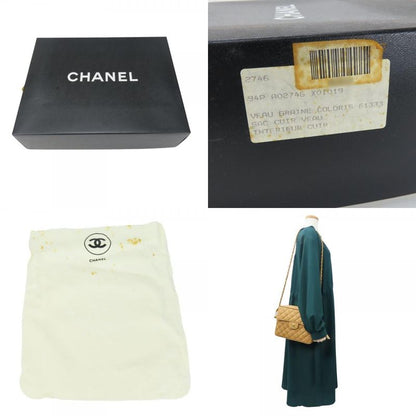 Chanel Shoulder Bag Matelasse Caviar Skin Beige Gold Hardware Coco Mark 2nd