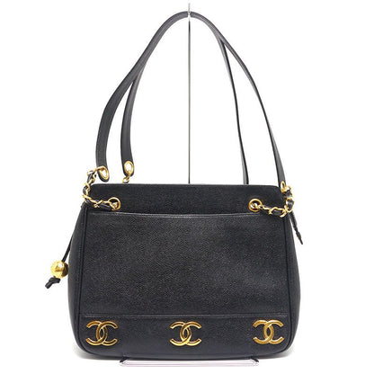 Chanel Chain Shoulder Bag Caviar Skin Shoulder Strap Coco Mark Black