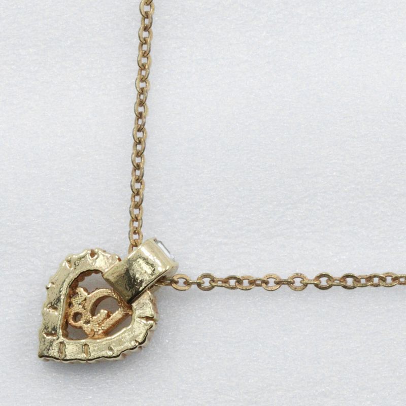 [dior] Christian Dior Logo Heart Gold Plated And Rhinestone Ladies 6.1g Necklace