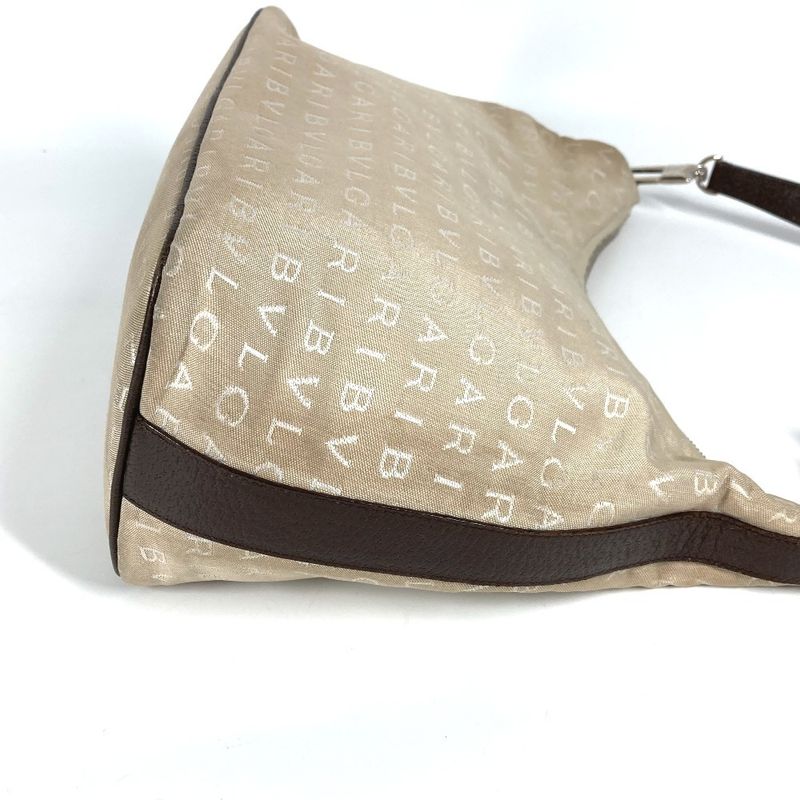 Bvlgari Shoulder Bag Logomania Bvlgari Leather / Canvas Beige