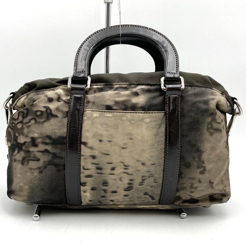 Prada Shoulder Bag Handbag Triangle Nylon Brown Women