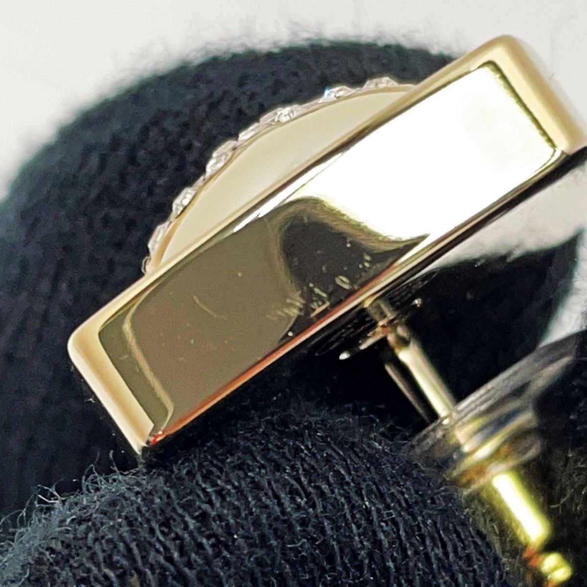 Chanel Cocomark Aba746 Champagne Gold Earrings Square Rhinestone Fake Pearl