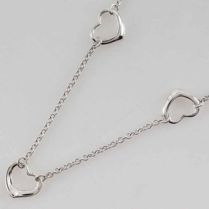Tiffany & Co Open Heart 3P Elsa Peretti Silver 925 Ladies 3.0g Necklace