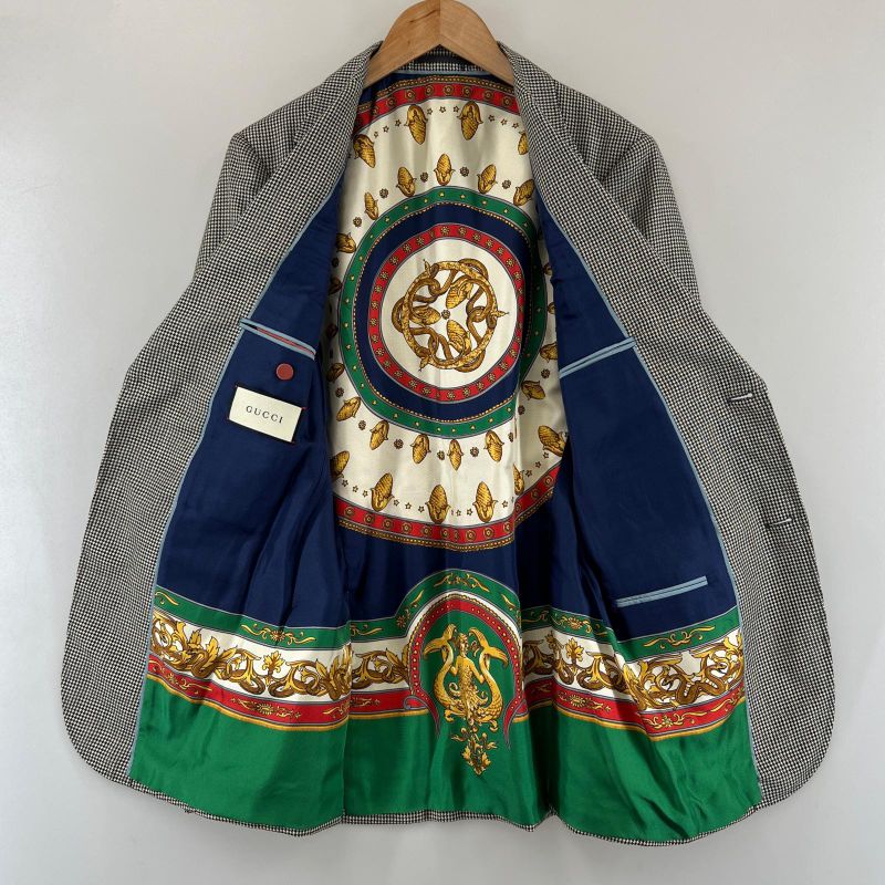 Gucci 574351 Wool Mohair Blend Staggered Pattern With Full Lining Single