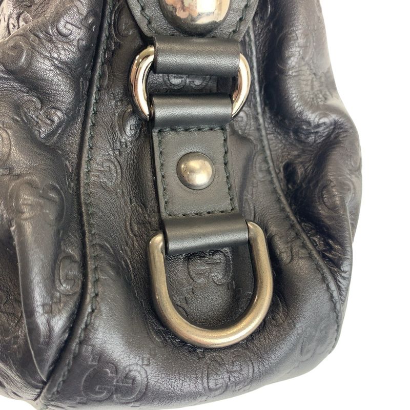 Gucci Horsebit Guccissima Black Silver Hardware Leather 228594 Handbag Shoulder