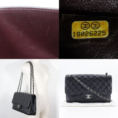 Chanel Deca Matelasse 30 Chain Shoulder Double Flap A58600 Caviar Skin Black