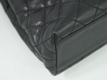 Authentic Chanel Coco Mark Matelasse Turnlock Handbag Caviar Skin Leather Black
