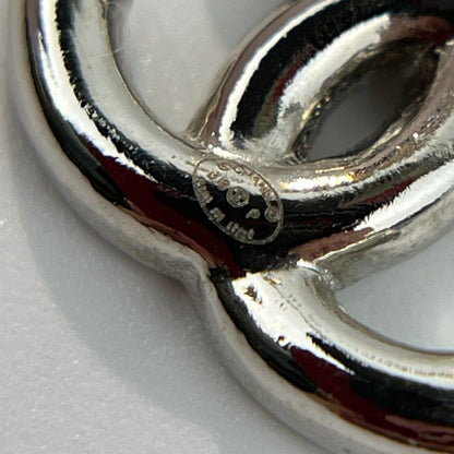 Chanel Coco Mark Accessories Ribbon Earrings Silver B18P Vintage Ladies