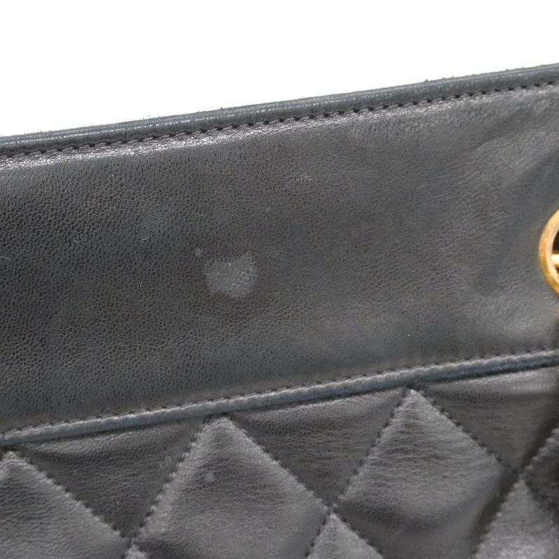 Chanel Shoulder Bag Matelasse Lambskin Black Gold Hardware Women