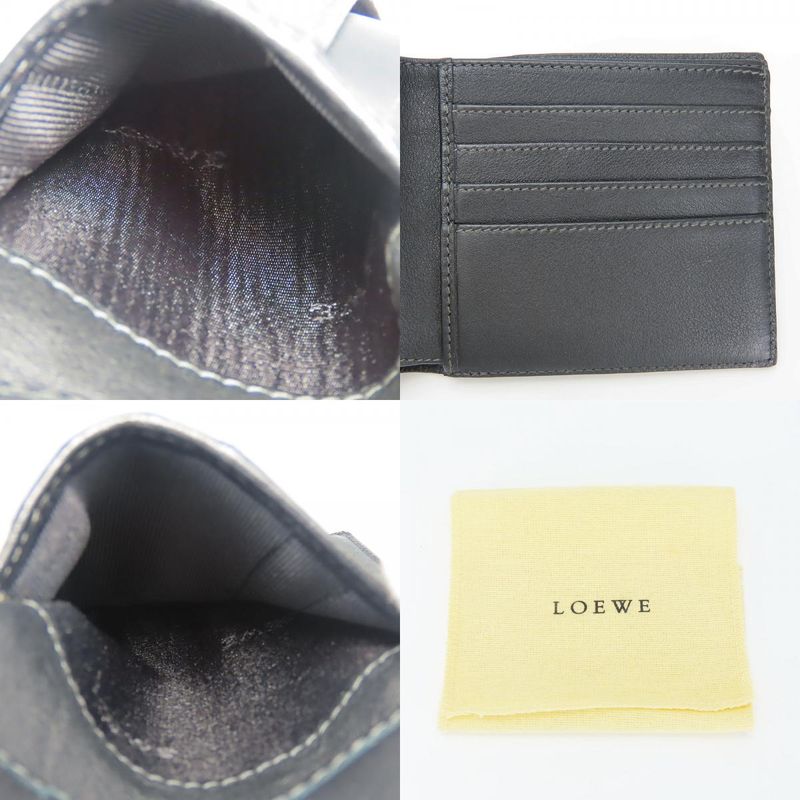 Loewe Bifold Wallet Anagram Leather PVC Gray Black Card Total Billfold Men Loewe