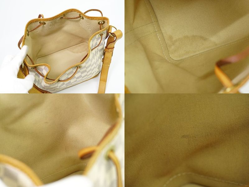 Authentic Louis Vuitton LV Noe BB Damier Azure Shoulder Bag Pochette White