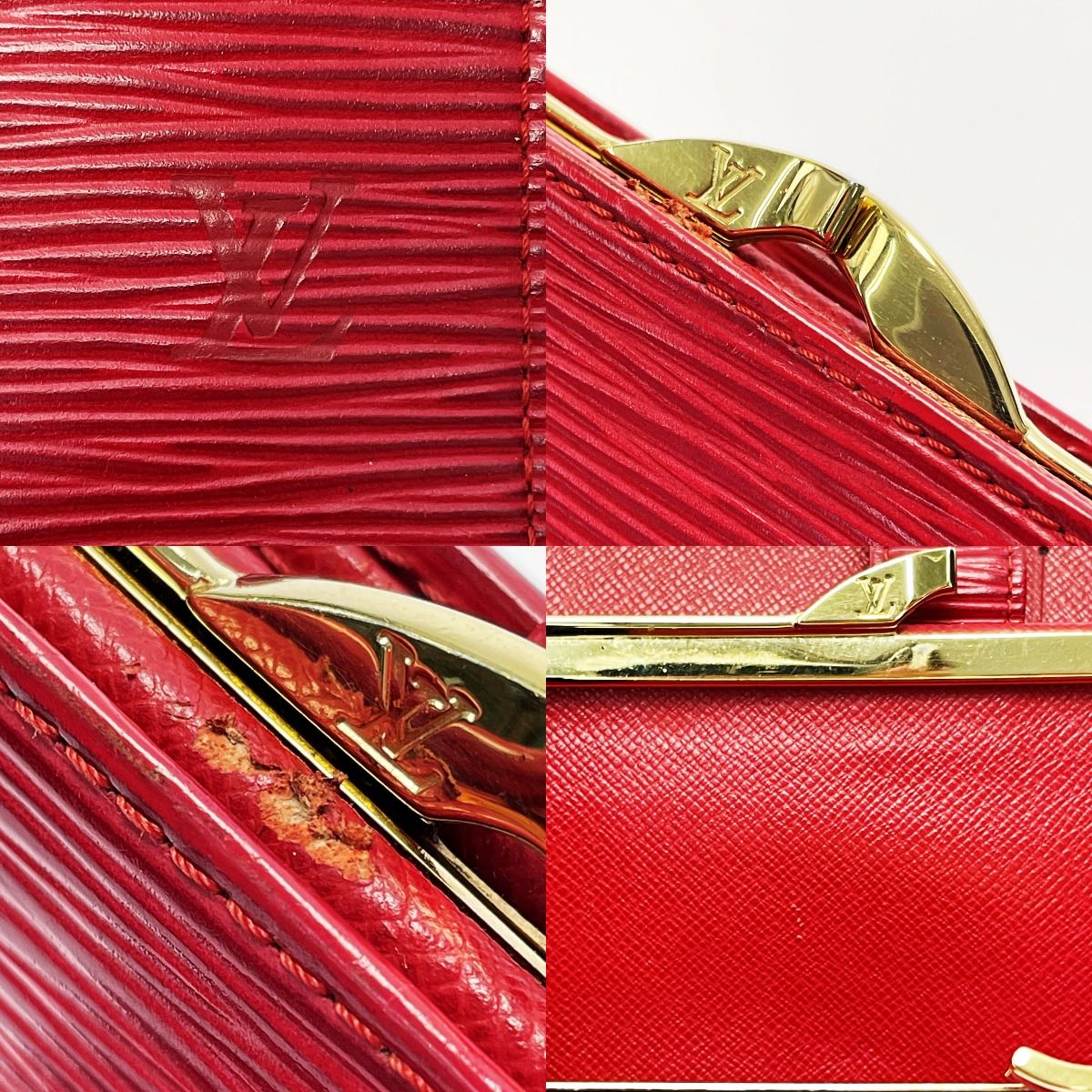 Louis Vuitton Epi Continental Viennois M63257 Red Bifold Long Wallet Women's