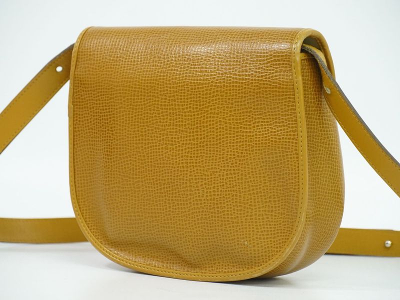 Authentic Christian DIOR Leather Shoulder Bag Pochette Brown Bag Pre-owned