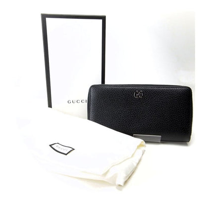 Gucci Round Zipper Long Wallet With Coin Purse 473928 Men's Black Pawnshop