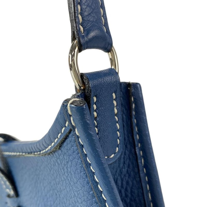 Hermes Shoulder Bag Evelyn TPM Blue Silver Hardware
