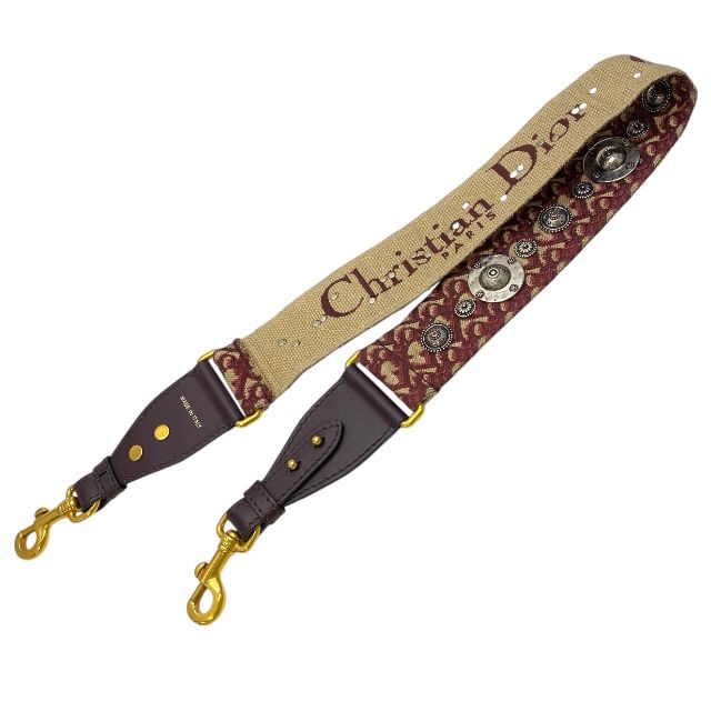 Dior S8520ctzq Medallion Oblique Shoulder Strap Bag Strap Canvas Bordeaux Beige