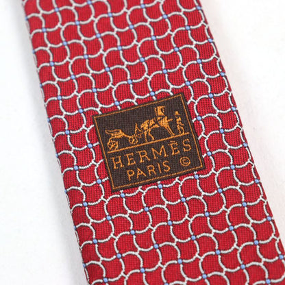 Hermes 659142t Cravate 100% Silk All-over Design H Logo Lining Red With Box