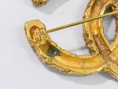 Authentic Chanel Coco Mark Brooch GP Gold Plated Coco Mark Accessories Jewelry