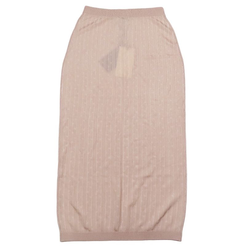 Unused 2022 Fendi Sheer Knit Tight Skirt Long Length Elastic Waist Total Stripe