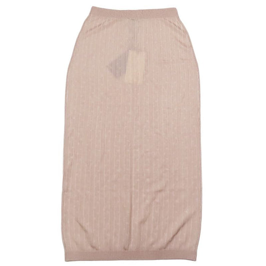 Unused 2022 Fendi Sheer Knit Tight Skirt Long Length Elastic Waist Total Stripe