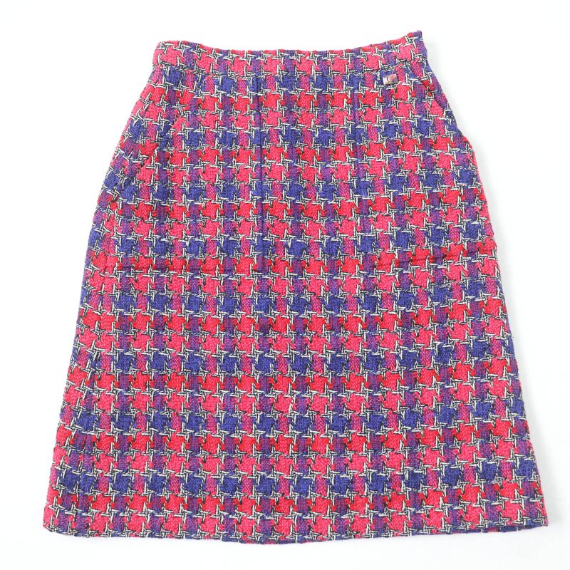 CHANEL P51393v38323 Silk Cotton Coco Mark Button Tweed Tight Skirt Multicolor