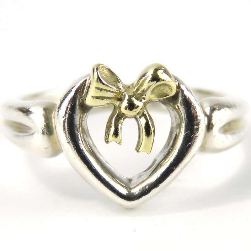 Tiffany & Co Ring ・ Ring Heart Ribbon Silver 925 18K Yellow Gold Approx 3.2g