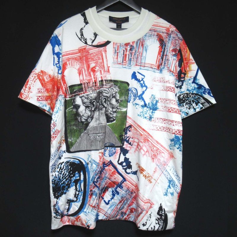 21aw Louis Vuitton Fornasetti Graphic Print Short Sleeve T-Shirt M Size White