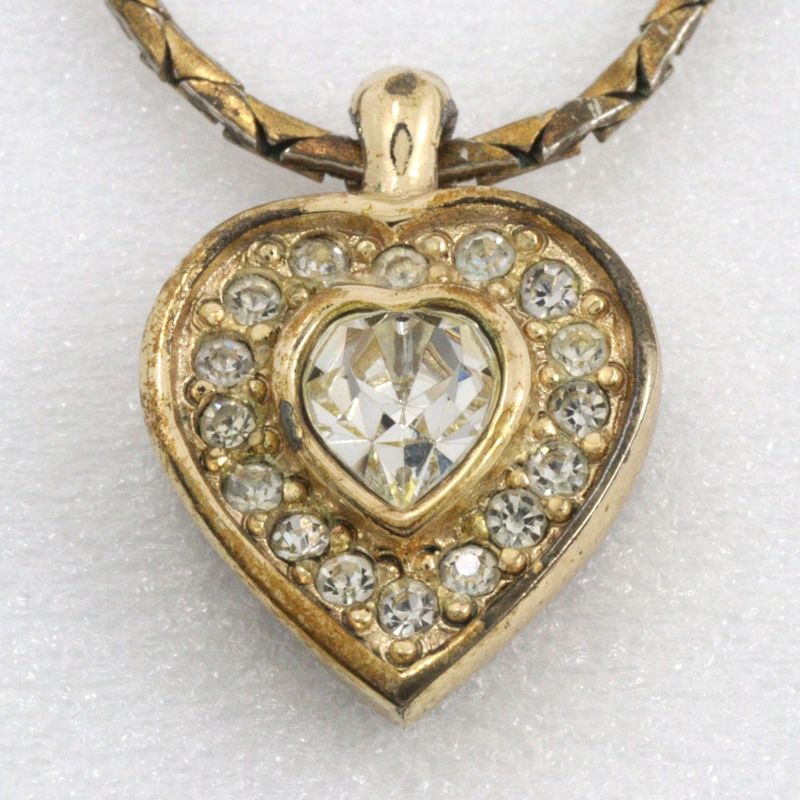[dior] Christian Dior Heart Vintage Gold Plated And Rhinestone Ladies 6.7g
