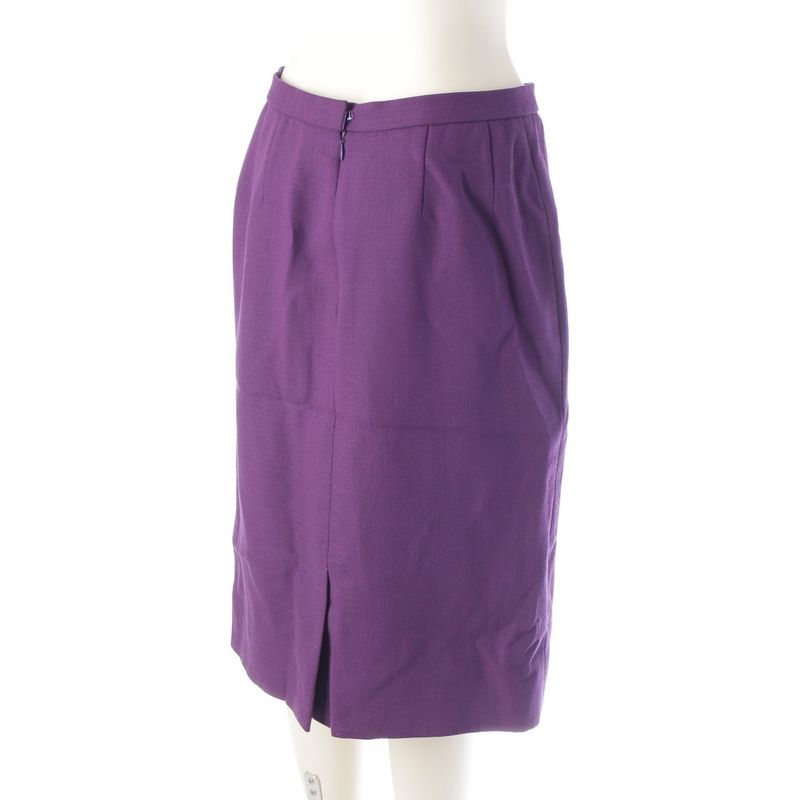 Hermes Wool Toggle T Bar Hardware Collarless Jacket Skirt Setup Purple Gold