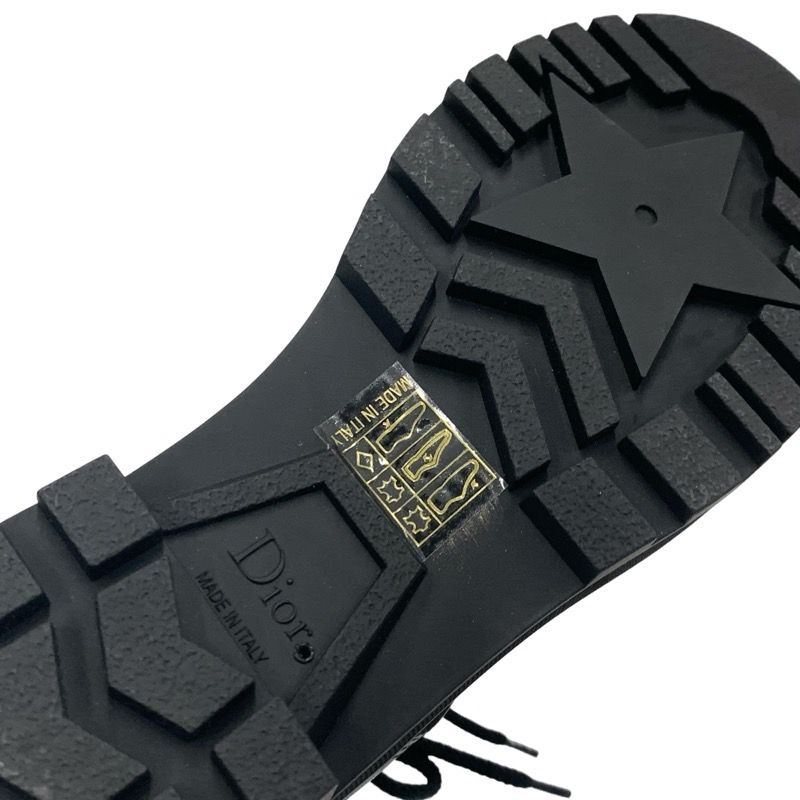 Christian DIOR Boots Short Boots Shoes Leather Rubber Black Middle Boots Logo