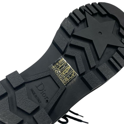 Christian DIOR Boots Short Boots Shoes Leather Rubber Black Middle Boots Logo