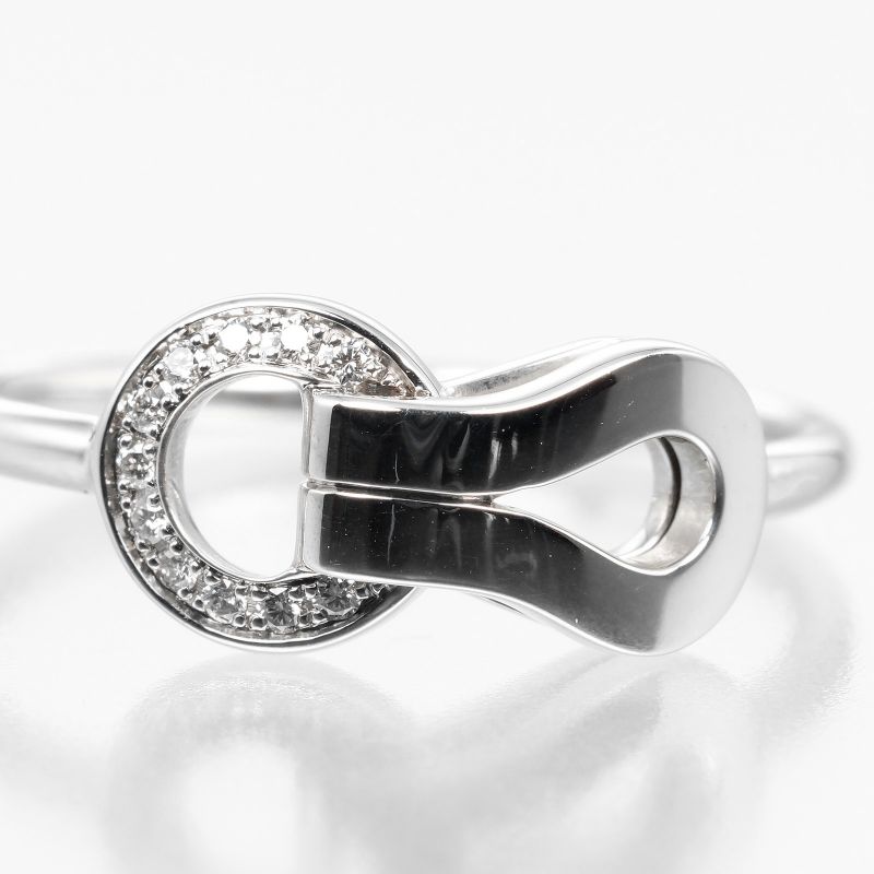 Cartier Agraf 18kwhite Gold And Diamonds #9 Ladies 2.5g Ring