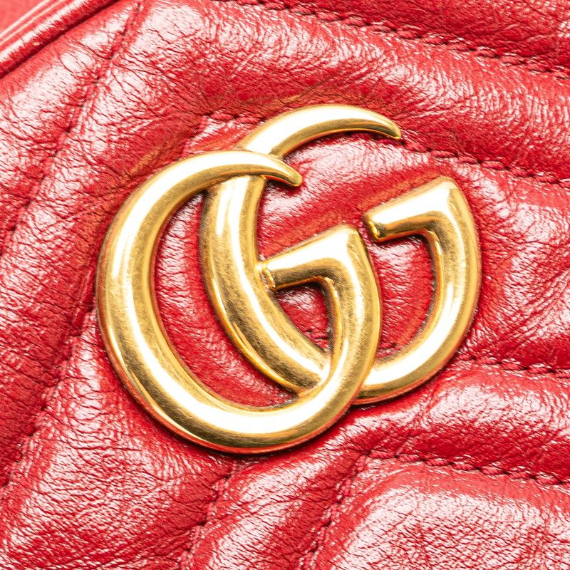 Gucci GG Marmont Heart Round Crossbody Chain Shoulder Bag 550154 Red Leather