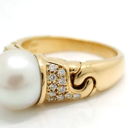 Bvlgari Passo Doppio Pearl Ring 18K Diamond No 11 Pearl 8.8 mm (0.35in) Bulgari