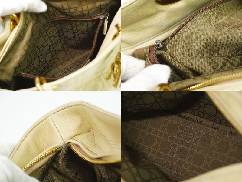 Authentic Christian DIOR Lady Dior Cannage 2WAY Shoulder Bag Handbag Leather