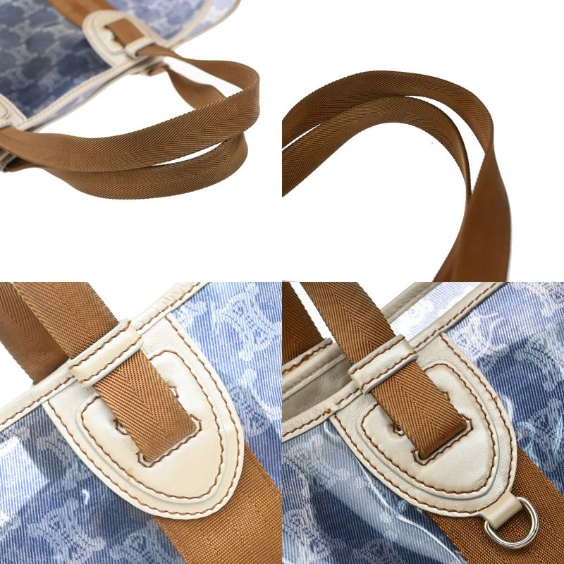 Celine Shoulder Bag Macadam Vinyl Leather Blue Brown 38ka973