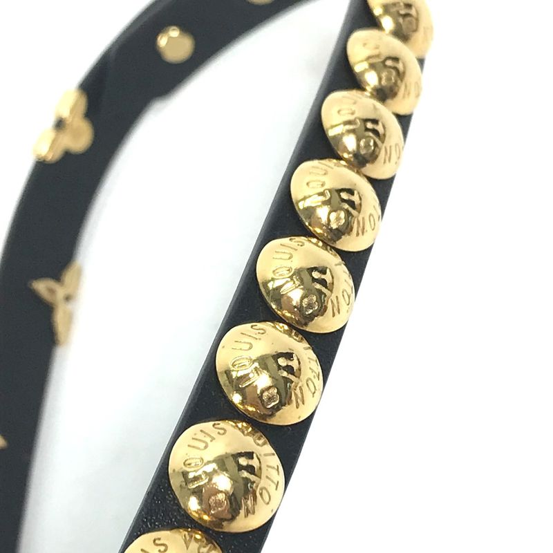Louis Vuitton Bracelet Bra Scuff Daily Monogram Studded M6557f Leather Black