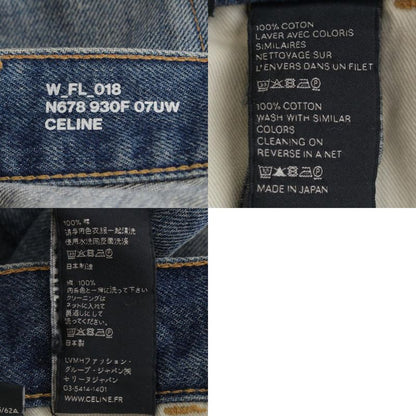 Celine Cotton Triomphe Damaged Flared Denim Pants Jeans Bottoms N678 930F 07UW