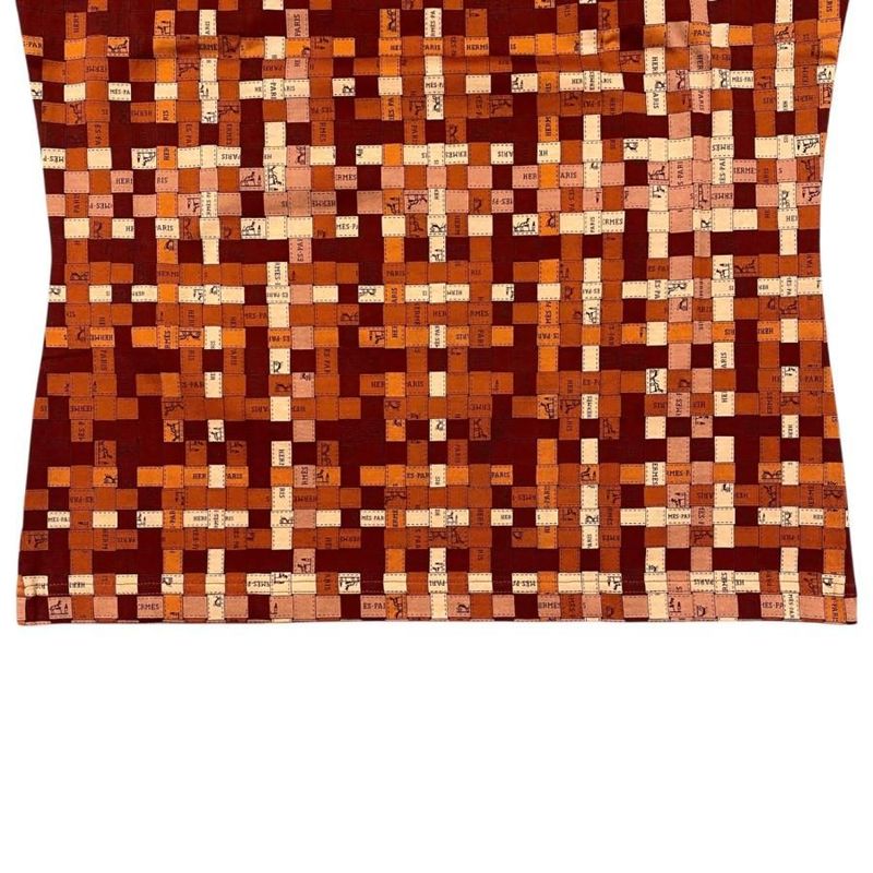 Hermes Short Sleeve T-Shirt Bolduc Check Micro 5e4645dk 36 Size Cotton Logo