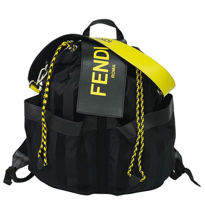 Authentic Fendi Strike Pecan 2WAY Backpack Sac Shoulder Bag Nylon Leather Black