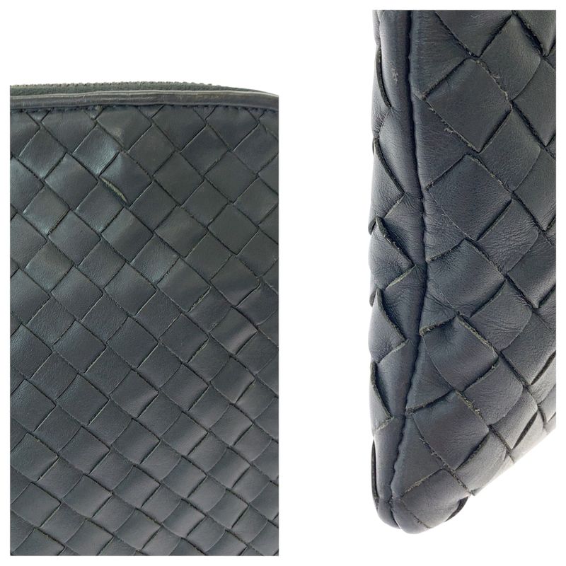 Bottega Veneta Bottega Veneta Intrecciato Gray Silver Hardware Leather Clutch