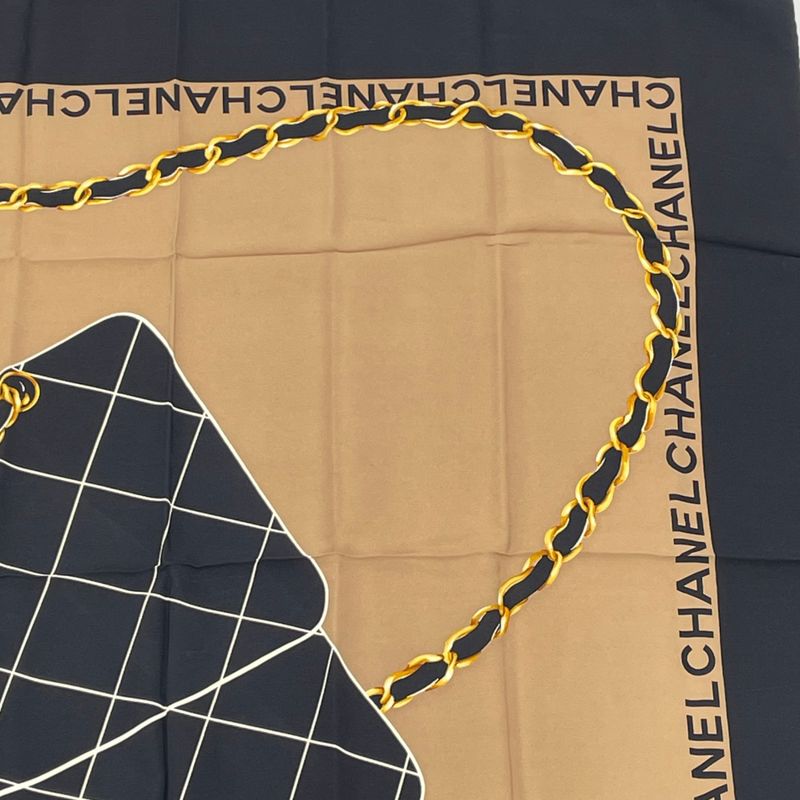 Chanel Matelasse Bag Motif Scarf Silk Brown