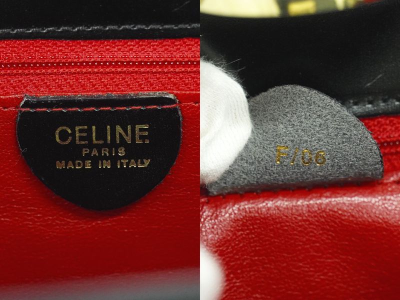 Authentic Celine Leather Shoulder Bag Pochette Black Bag Pre-owned [follow-up