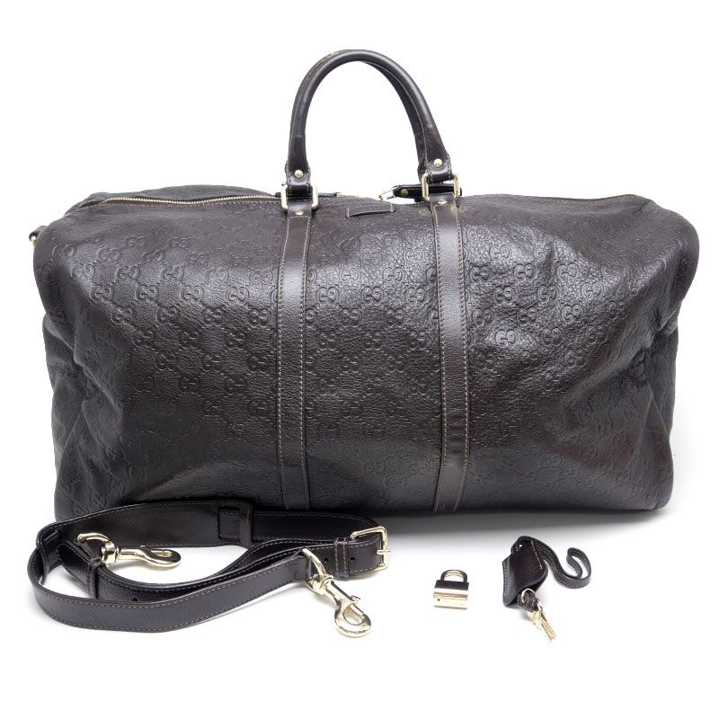 Gucci Boston Bag 206500 Guccissima Brown Travel Large Capacity