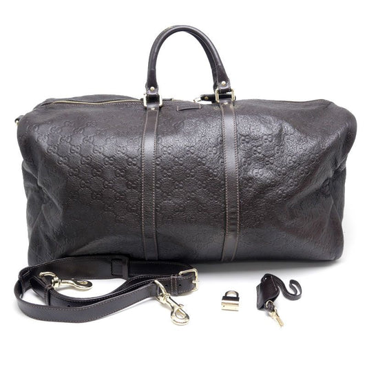 Gucci Boston Bag 206500 Guccissima Brown Travel Large Capacity